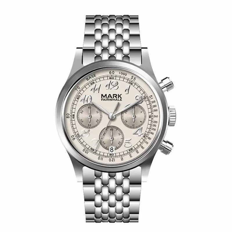 MARK FAIRWHALE 24-Hour Dial Calendar Chronograph Stainless Steel Quartz Watch