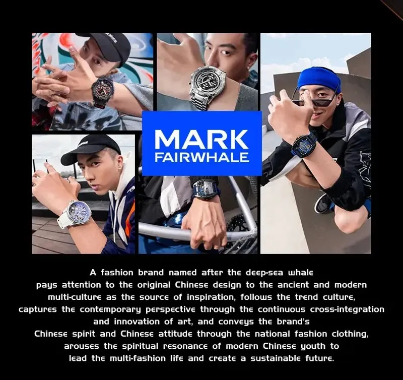 MARK FAIRWHALE Stainless Steel Roulette Dial Rotatable Luminous Quartz Watch