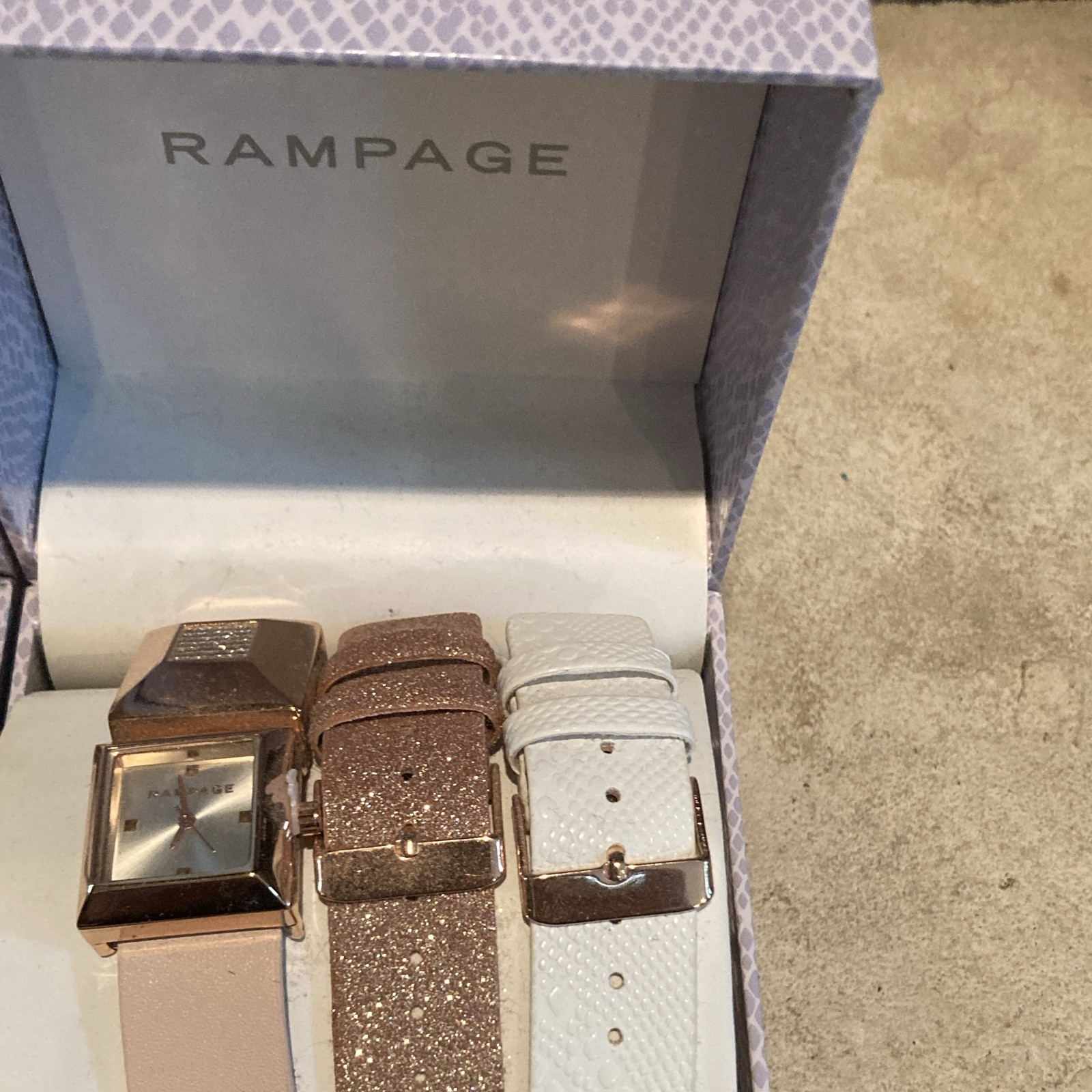 2 Rampage Women’s Square Analog Quartz Watch Set w/ Extra Straps & Boxes