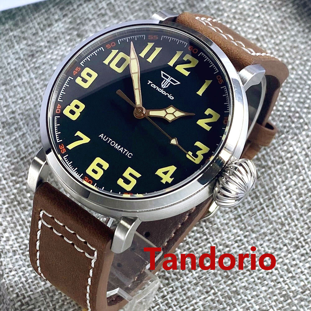 46.5mm Tandorio Sapphire Glass NH35A PT5000 Auto Movement Big Men Watch Luminous