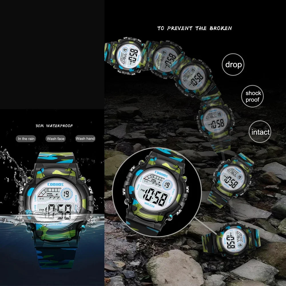 Kids Digital Sport Watch LED Waterproof Luminous Multifunction Wristwatch