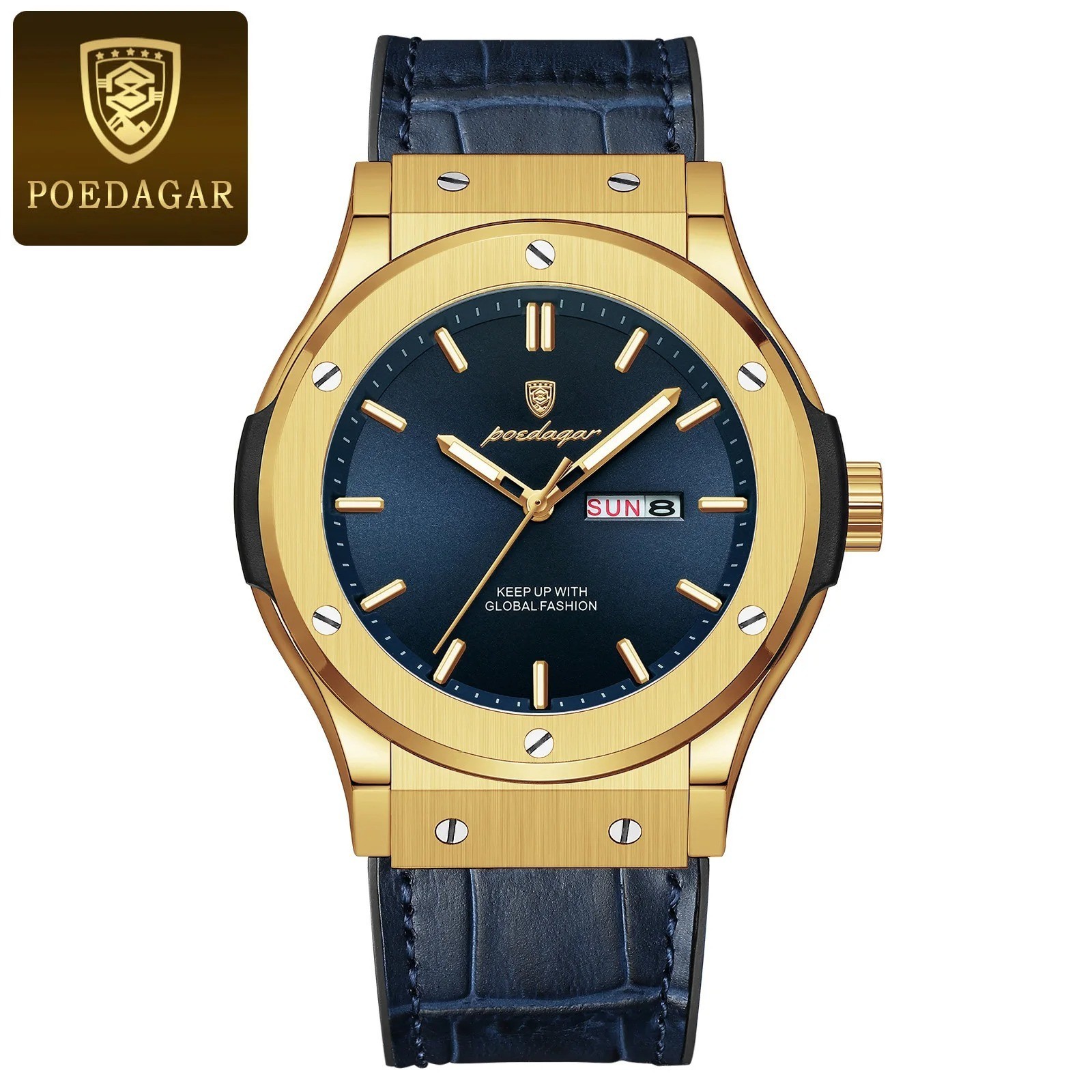POEDAGAR Luxury Business Watch For Men Waterproof Luminous Date Week Man Wristwa