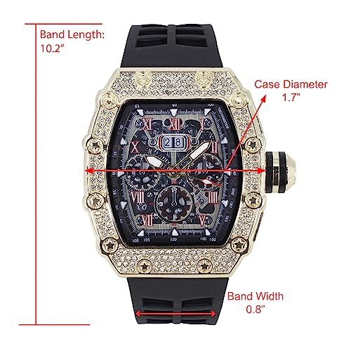 Charles Raymond Men’s Luxury Crystals Diamond Watch with Unique Tonneau shape.
