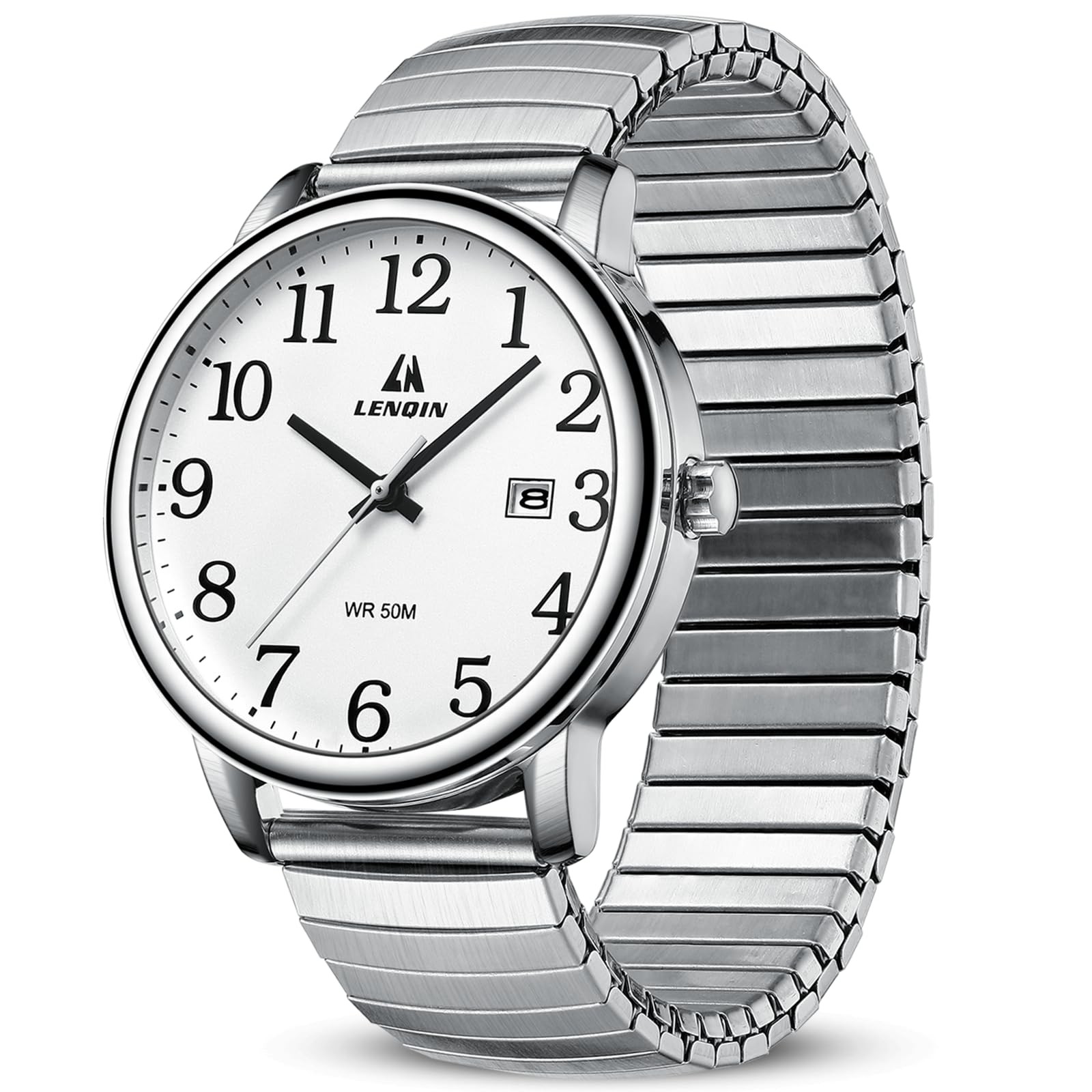 LN LENQIN Mens Watches Stainless Steel Analog Quartz Watch for Men Easy Reade…