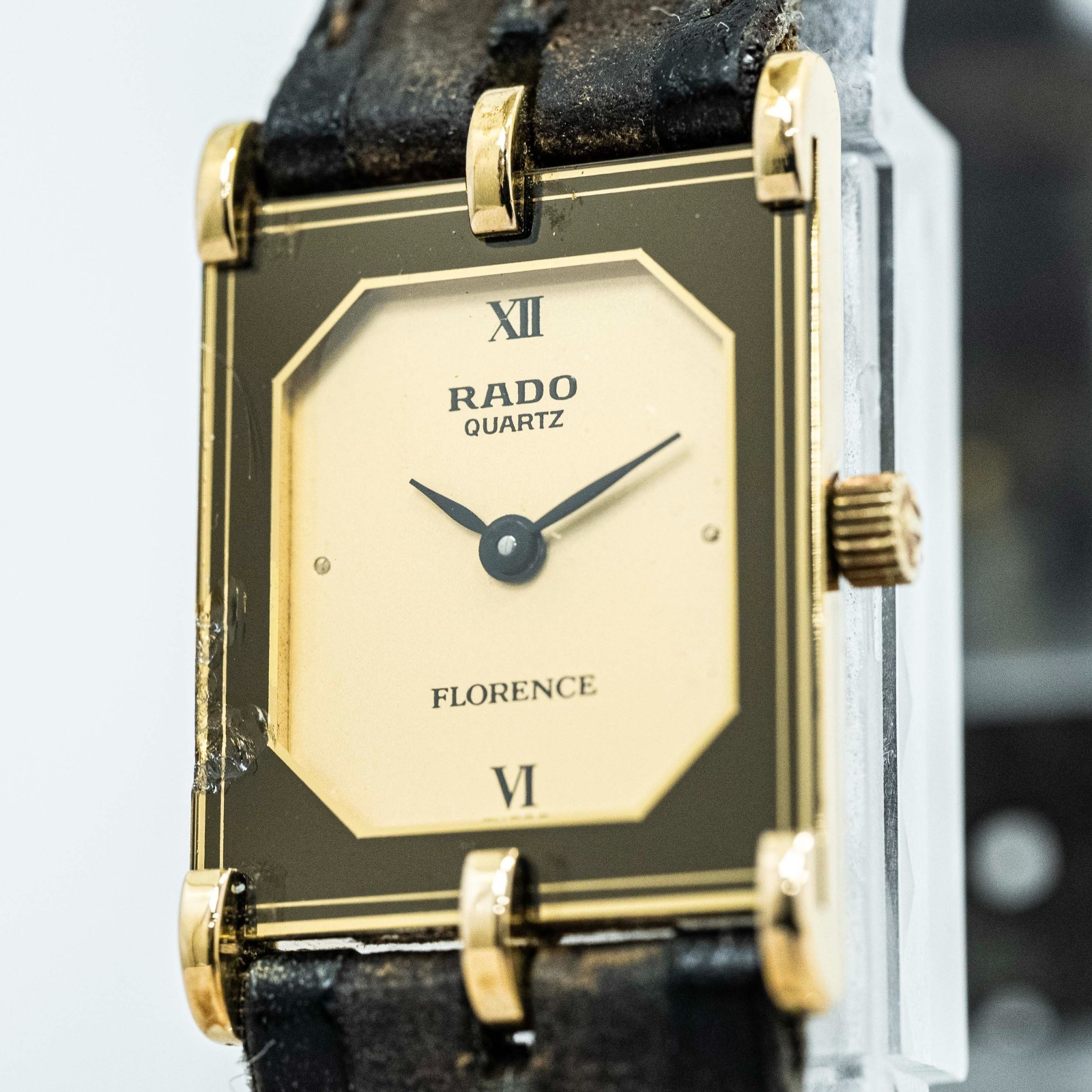 Genuine Belt *Exc+4* Vintage RADO Florence 135.3155.2 Qz Gold Roman 18mm Women’s