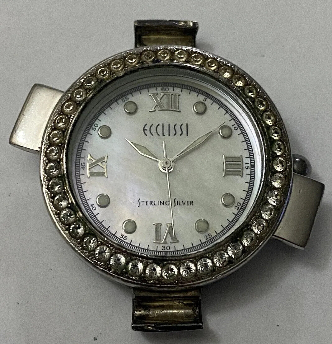 EUC Ecclissi .925 Sterling Silver Watch & Bracelet Mother of Pearl Dial #22340