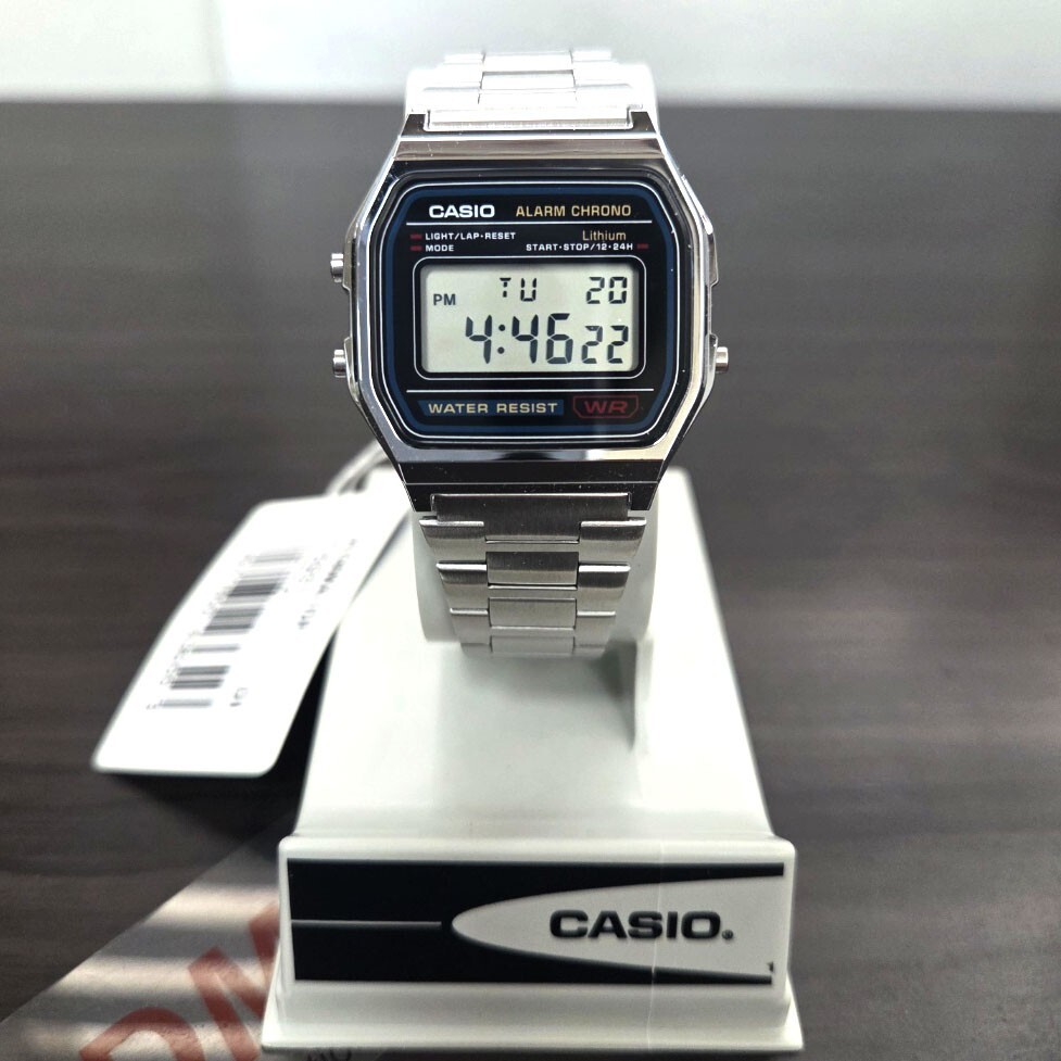 Casio A-158WA-1DF metal band Original Classic Chronograph Unisex Watch Alarm