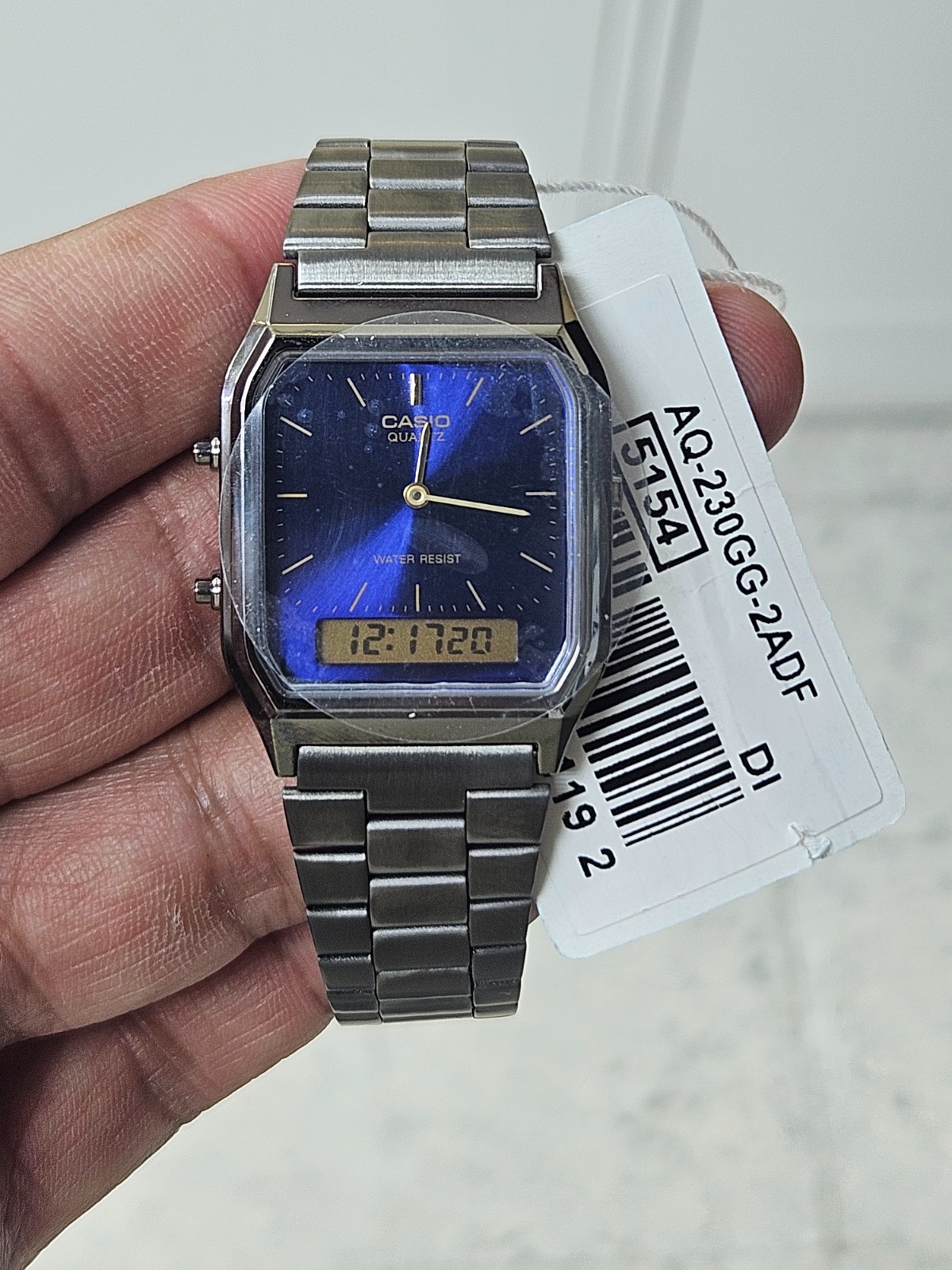 Casio AQ-230GG-2ADF Blue Dial Vintage Digital Analog Watch Gunmetal Stainless St
