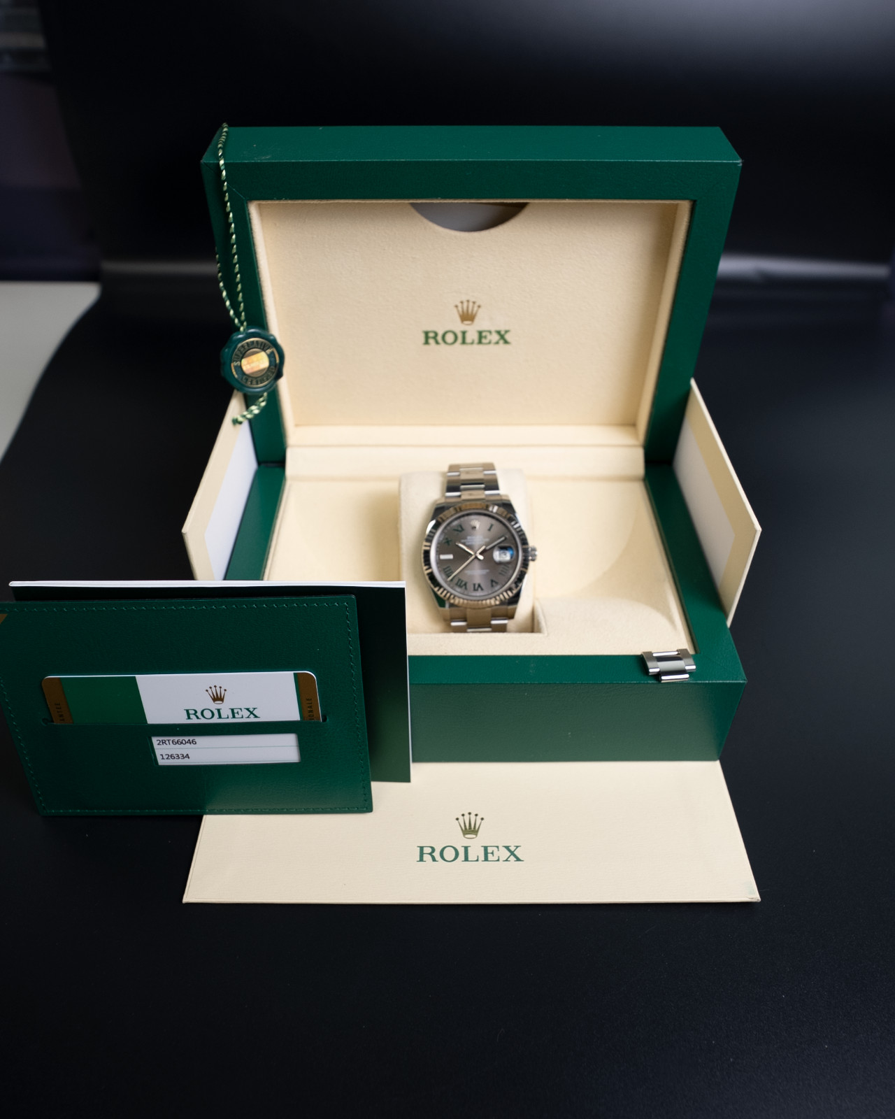 Rolex Datejust 41 126334 Wimbledon Slate Dial Oyster Full Links Box & Papers