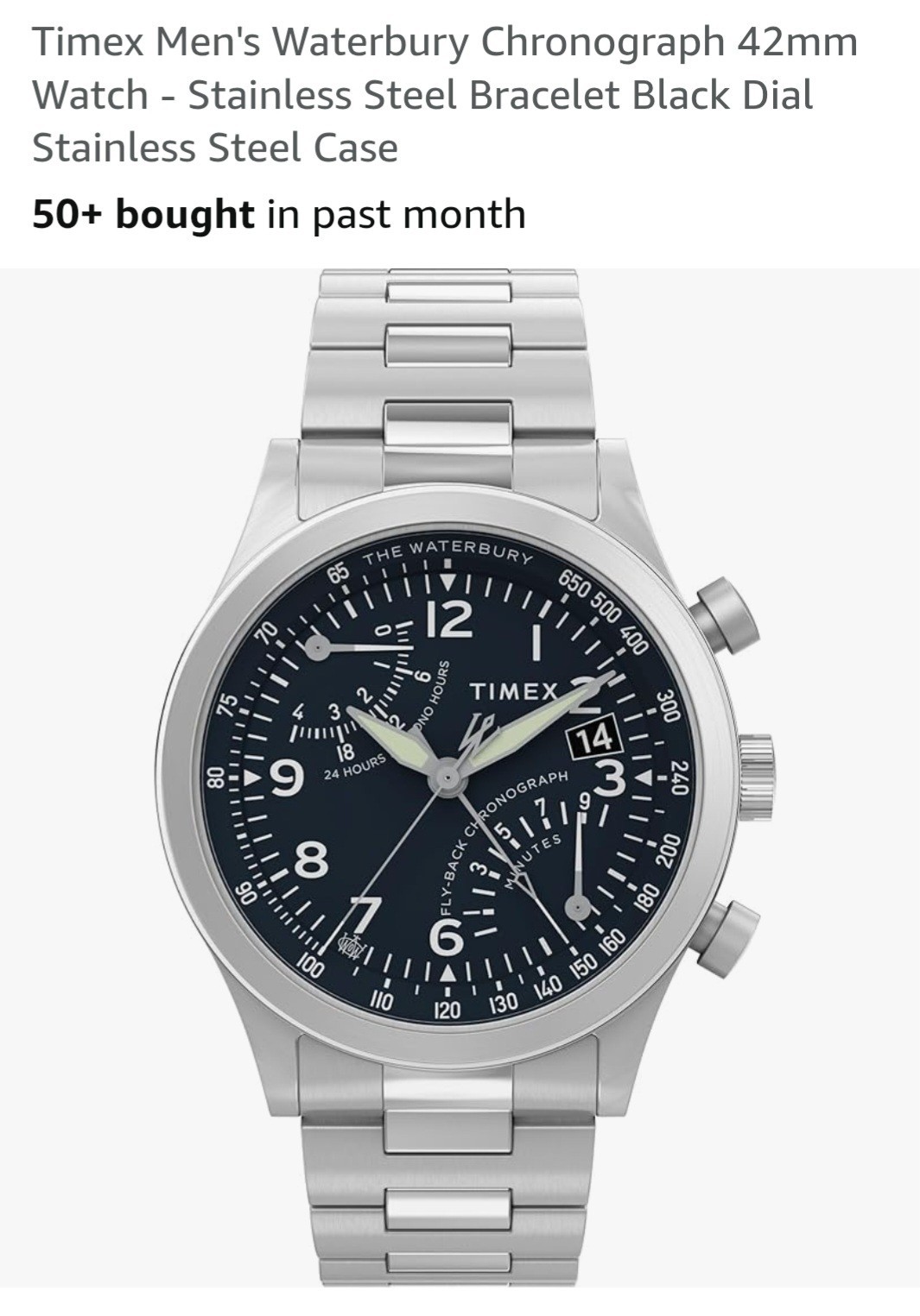 Timex Waterbury Flyback Chronograph 43mm Blue Dial Watch TW2Y29800VQ NEW
