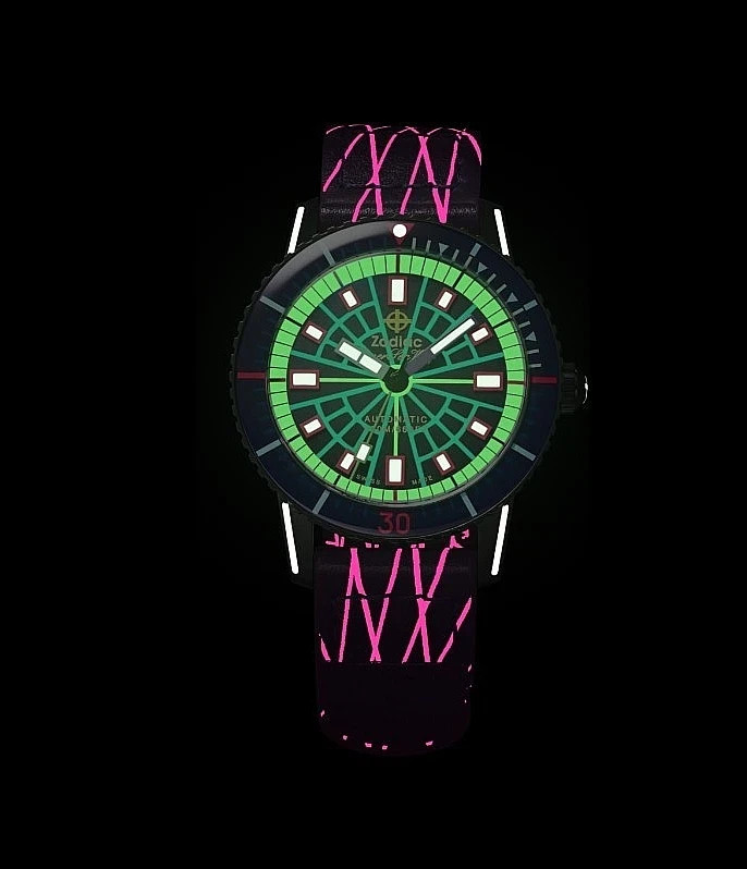 Zodiac Super Sea Wolf Laser Tag Edition Compression Diver Automatic Watch ZO9306