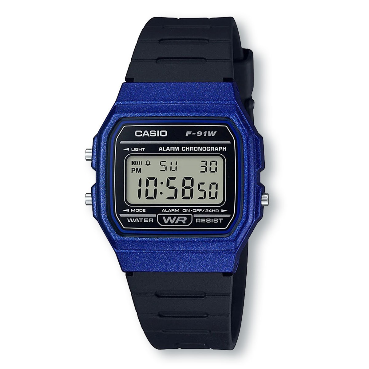 Casio F-91WM-2 Black Blue Classic Retro Digital Alarm Stopwatch Unisex Watch