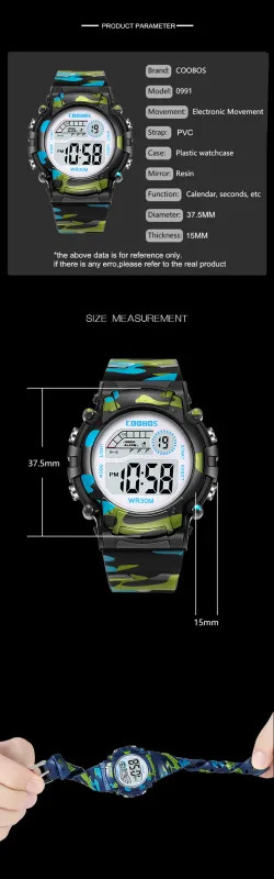 Kids Digital Sport Watch LED Waterproof Luminous Multifunction Wristwatch