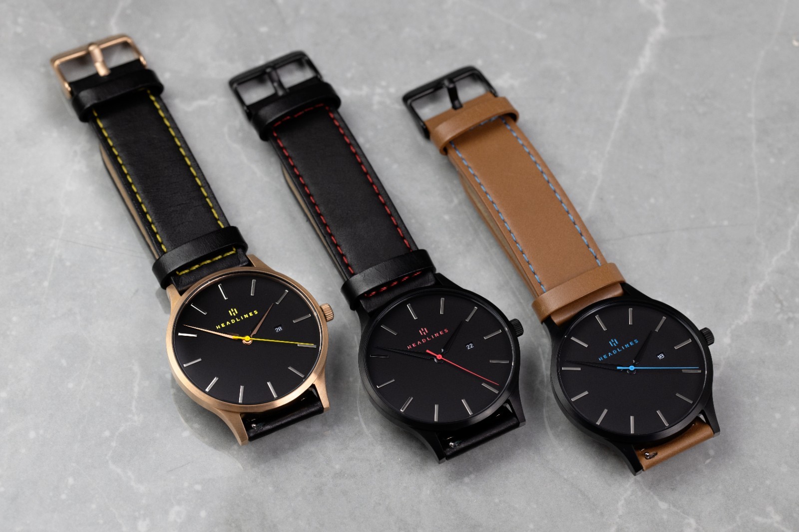 Men’s Blue Dial Minimalist Quartz Watch Brown Leather Strap Analog Date 5ATM