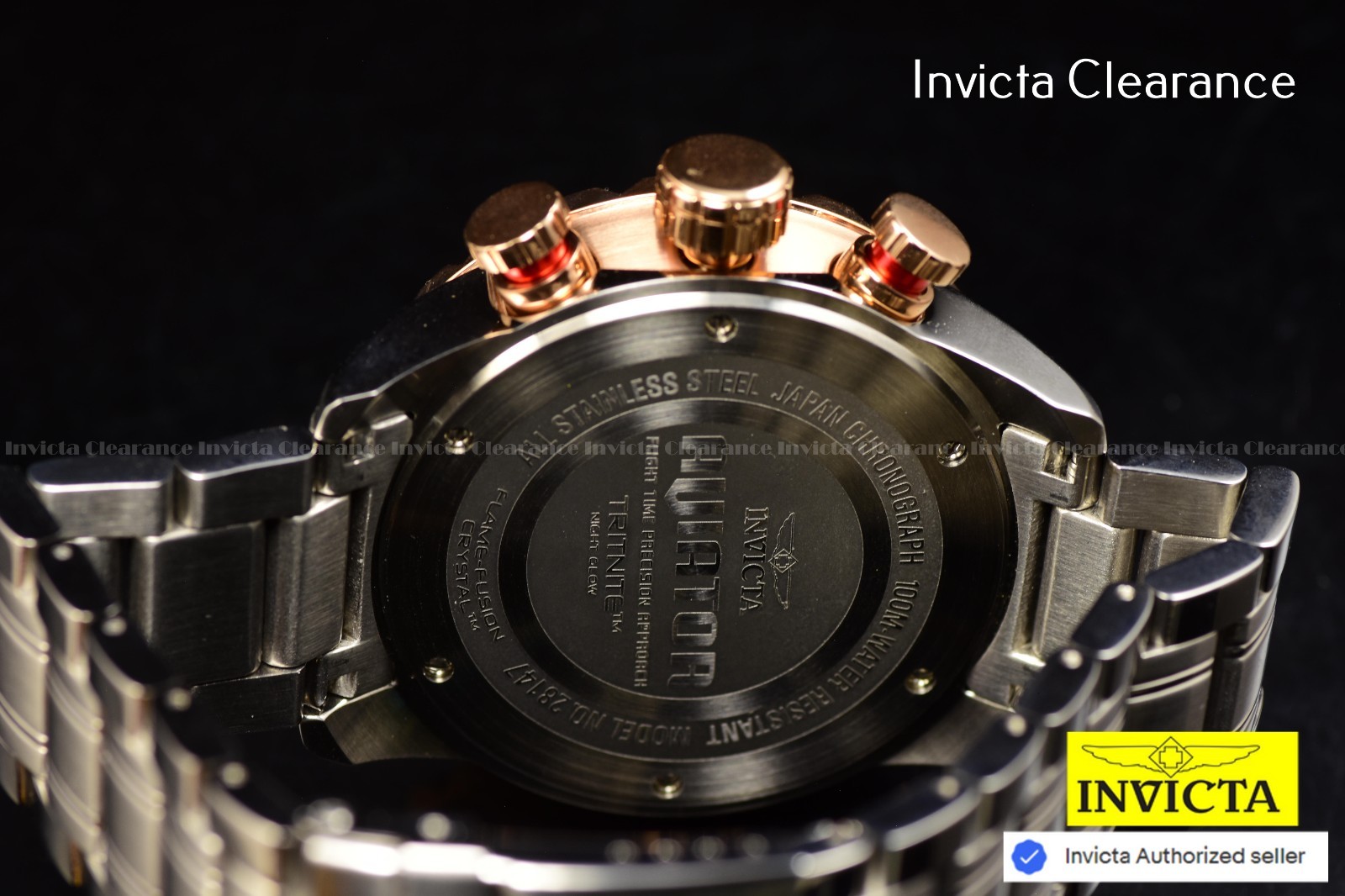 Invicta Women’s Aviator Blue Silicone Band Chronograph Gold Tone 36mm MOP Watch