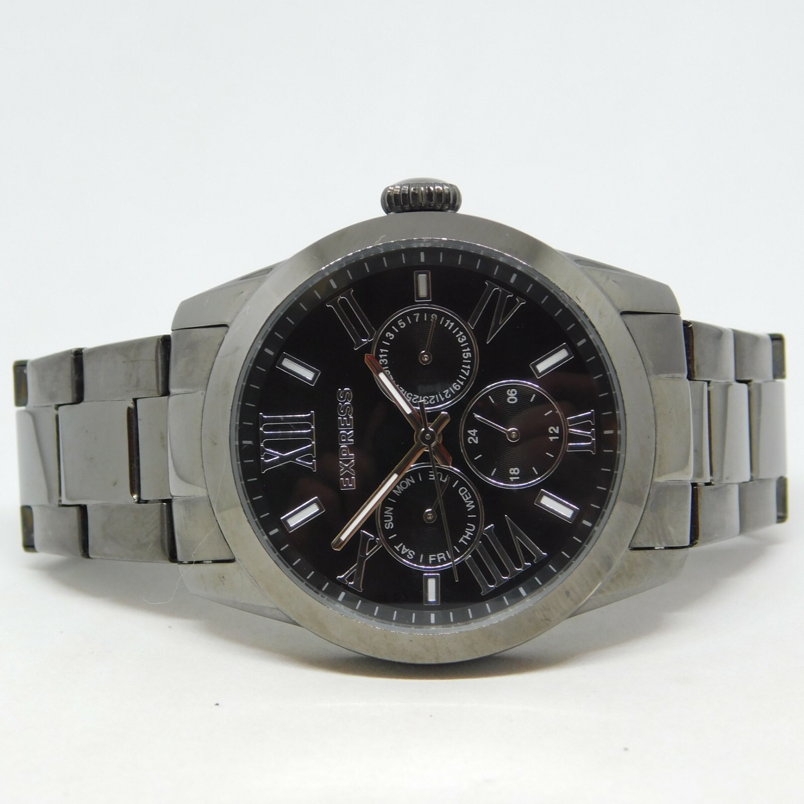 EXPRESS FMDEX1404 All Stainless Steel Quartz Analog Women’s Watch Sz. 5 3/4″