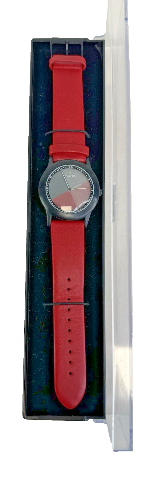 Noon Copenhagen Watch Red/Grey Black Dial Changes as Time Changes w/Box-UNTESTED
