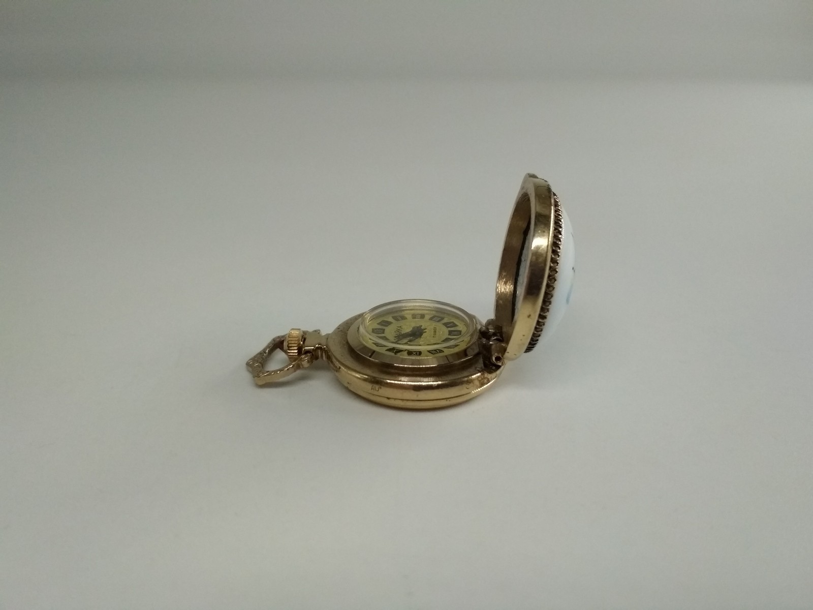 Soviet watch, pendant Chaika, Gold Plated, Locked Enamel, Made in USSR, *340