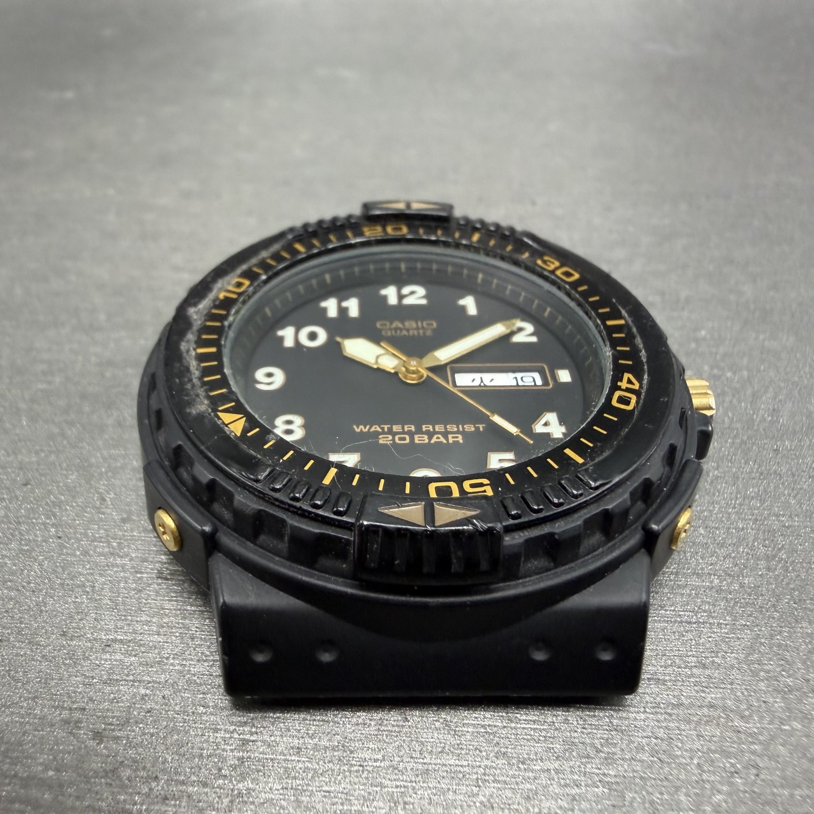 Casio Dive Watch Men 43mm Black Dial Black Tone Daydate MRD-201W New Battery