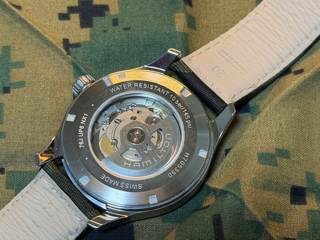 HAMILTON Khaki Field H70535061 Automatic Day-Date Green Camo Steel Watch