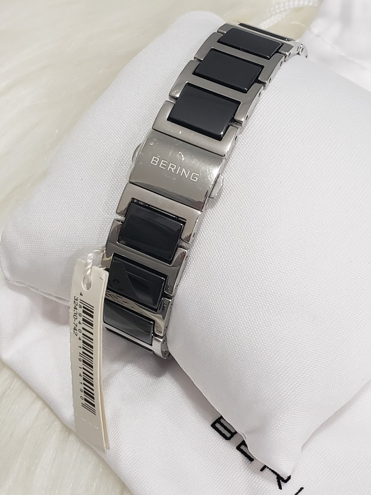 NEVER WORN Bering Black Dial SS Two-Tone Ceramic Quartz Ladies Watch 32430-742