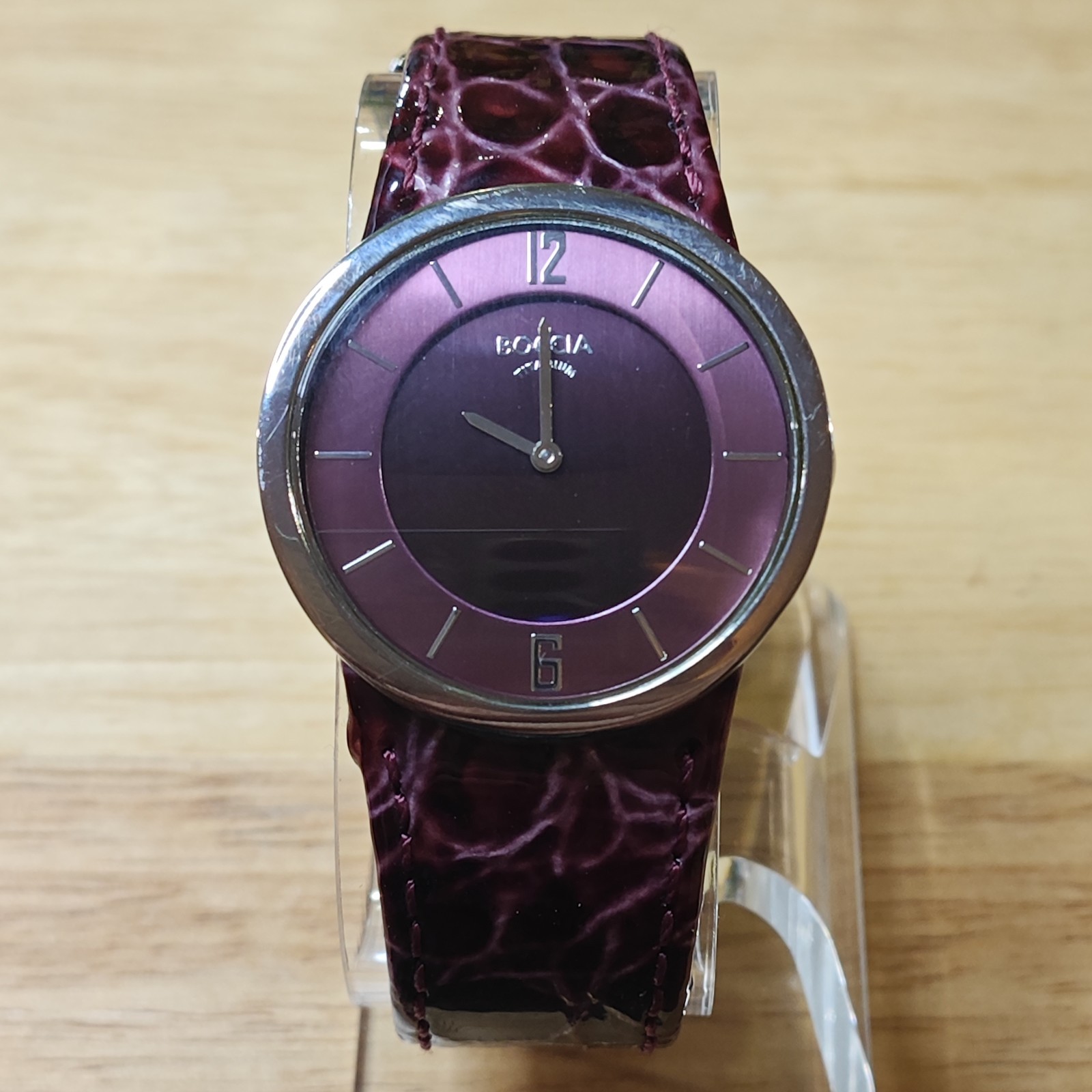 Boccia Ladies Titanium Watch Burgundy Red Wine Dial & Band Working