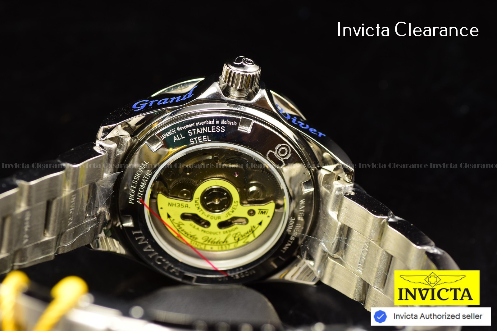 Invicta Pro Diver Mens Red Dial DUAL TIME Automatic Quartz Steel Watch 45814