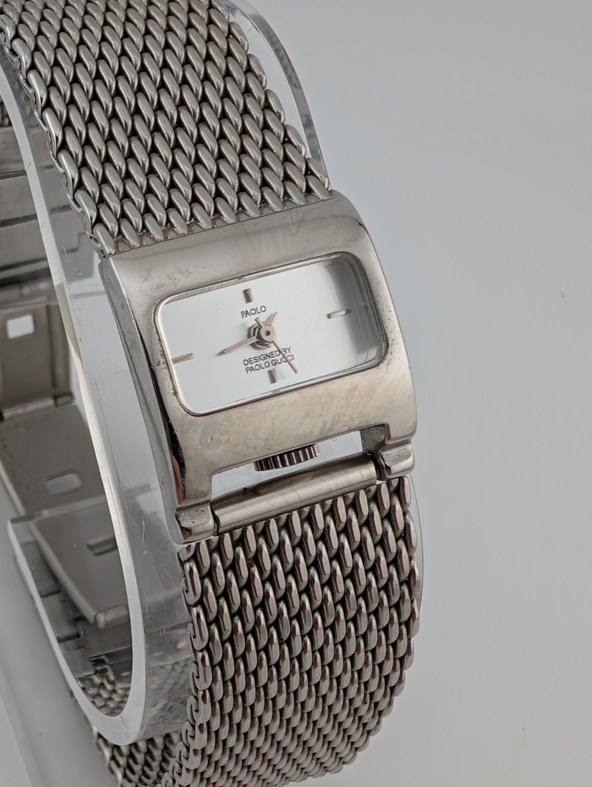 Paolo Gucci Watch Women 20mm Case Silver 7.5″ Mesh Metal Band- New Battery