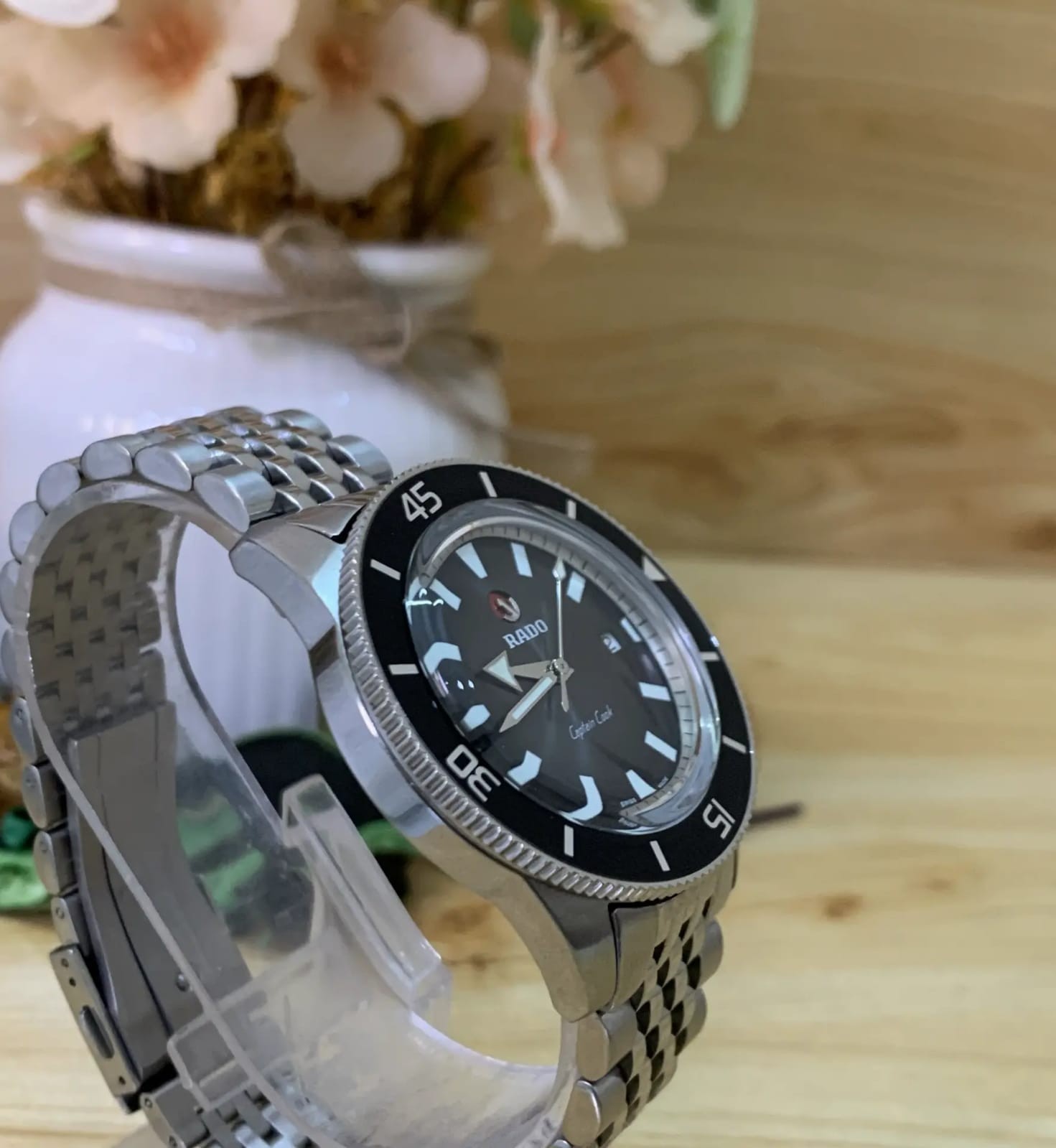 Rare Rado Captain Cook Men’s Watch Black Automatic Dial Stainless Steel Watch