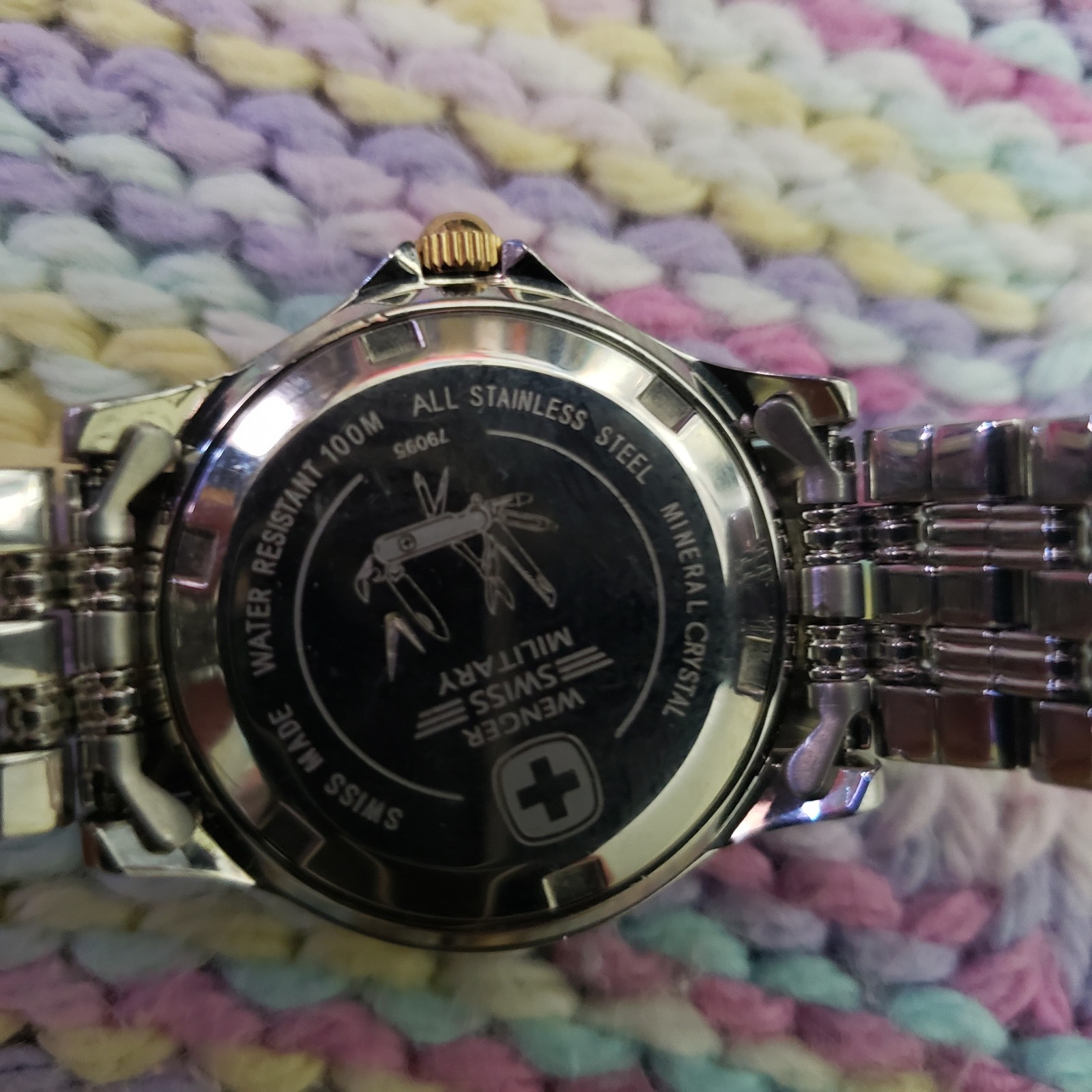 Wenger Swiss Military Watch Water Resistant 100m Two Tone 79095 Mineral Crystal
