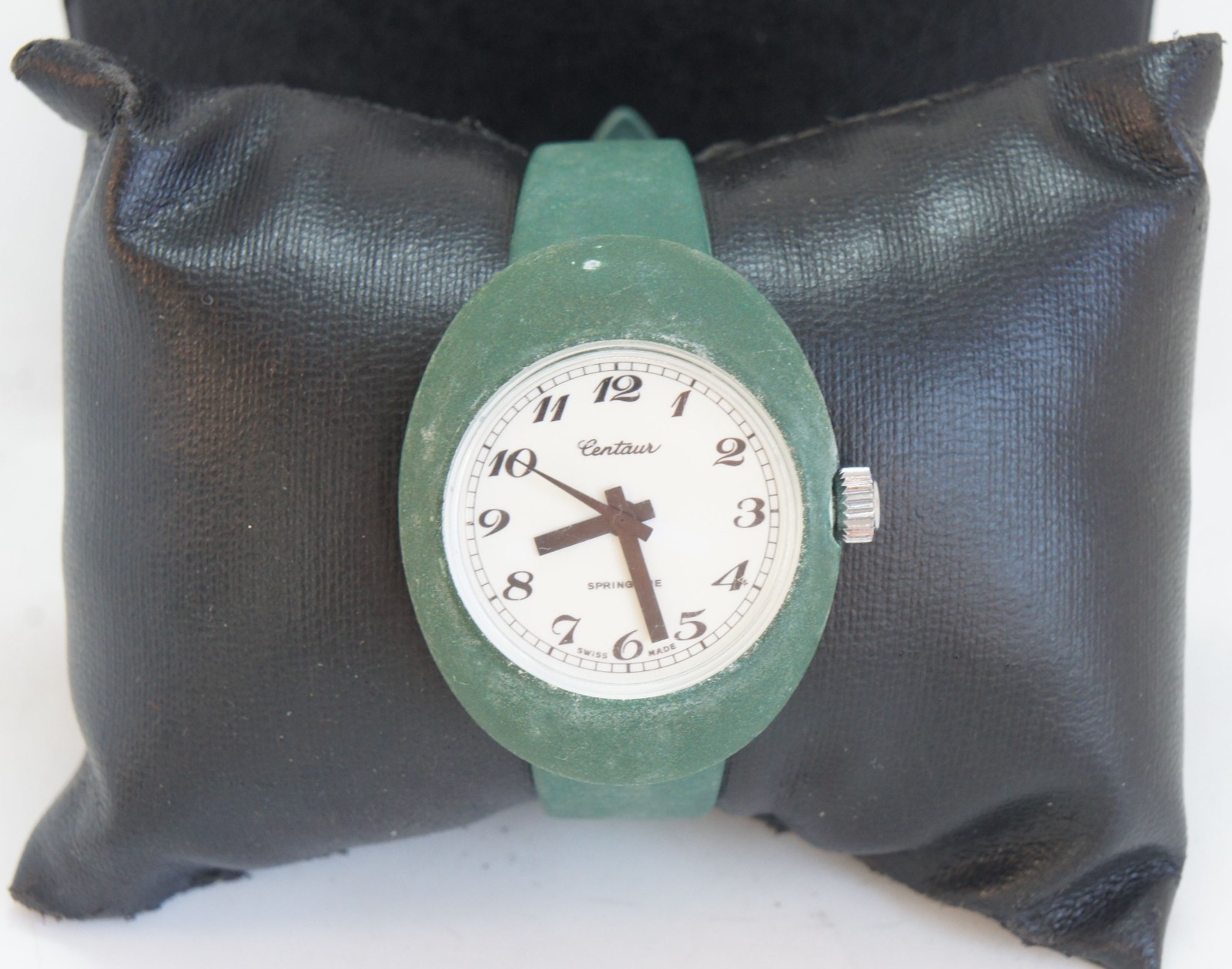 Vintage Centaur Springtime Ladies Watch Green Polymer Case Box Swiss Made 1970s