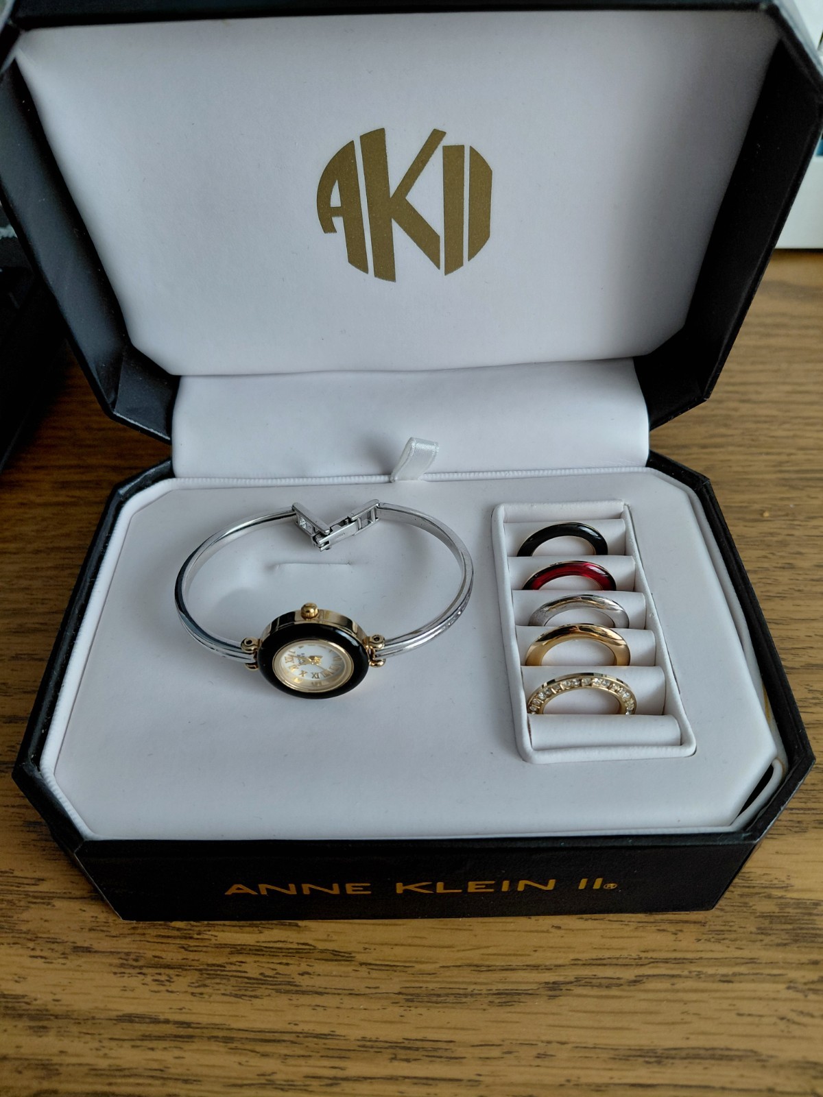 Anne Klein II Watch with 6 Interchangeable Bezels in Box Two Tone