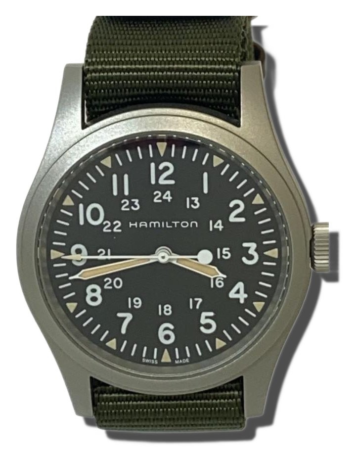 HAMILTON Manual Winding Watch Black Khaki H694390 Authentic Men 9037