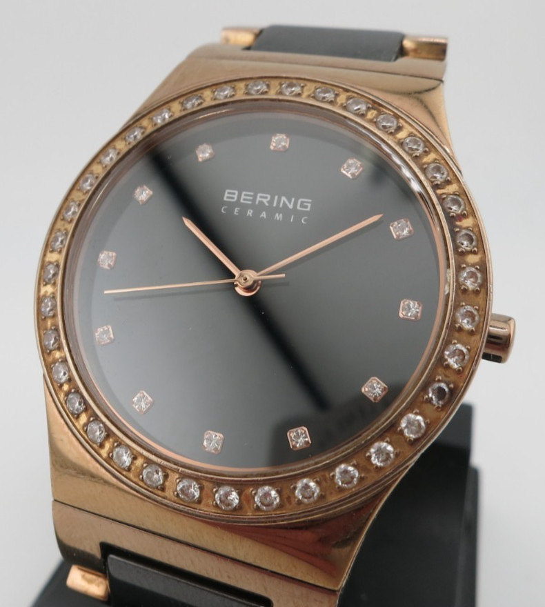 Bering Ceramic and Rose Gold-Tone Bracelet Ladies Watch – 32435-746 – New Batt
