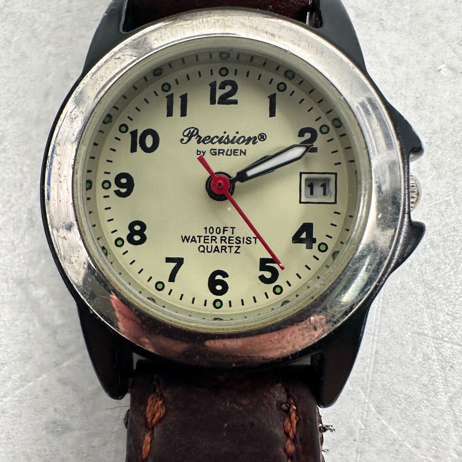 Precision by Gruen Watch Womens 25mm Round Date Outdoors Quartz New Battery