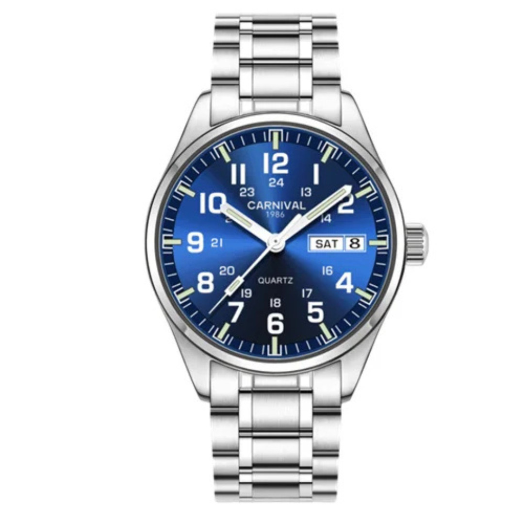 CARNIVAL Luxury Men’s Quartz Watch Luminous 3Bar Waterproof Stainless Steel
