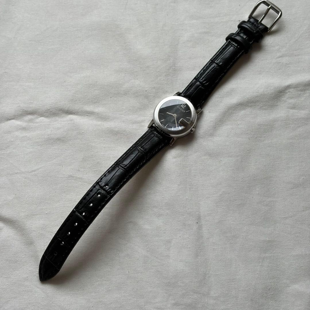 Gucci 101L Ladies Black Quartz Wristwatch Japan Polished 071659