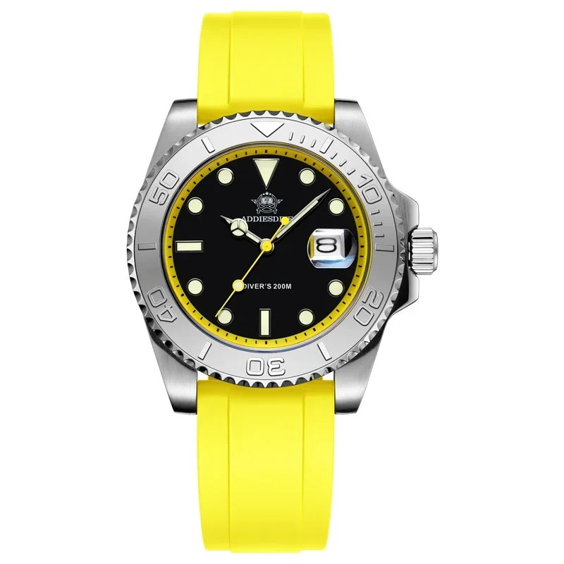 ADDIESDIVE Rubber Silicone Quartz Watch Fashion AD2040 200m Dive Watch