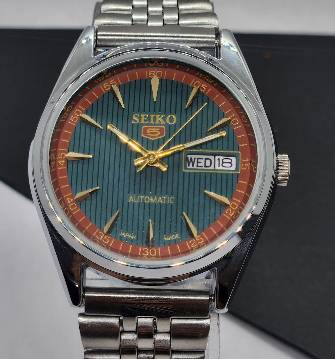 Montre automatique Seiko 5 vintage remise à neuf 6309A, 17 rubis, boîtier en a