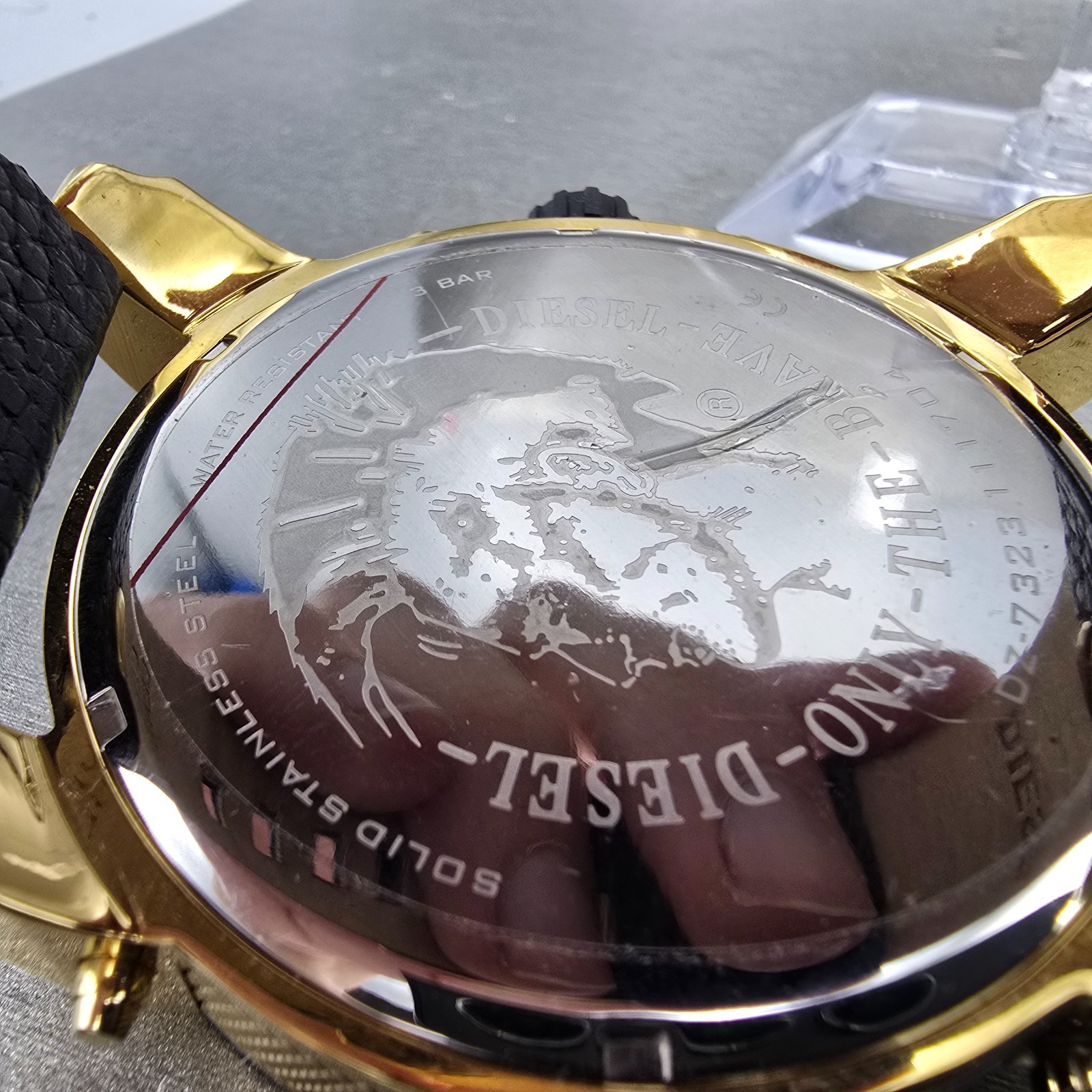 Diesel Mr. Daddy Watch Men 52mm Black Dial Gold Chronograph Digital New Battery