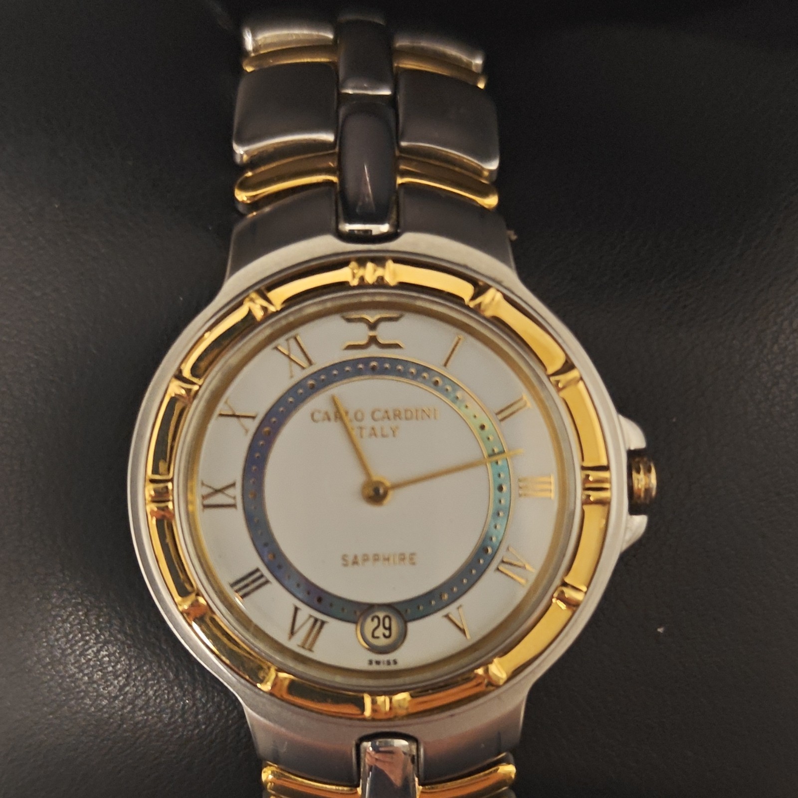 Carlo Cardini Sapphire Two-Tone Bracelet White Dial Quartz Date Box