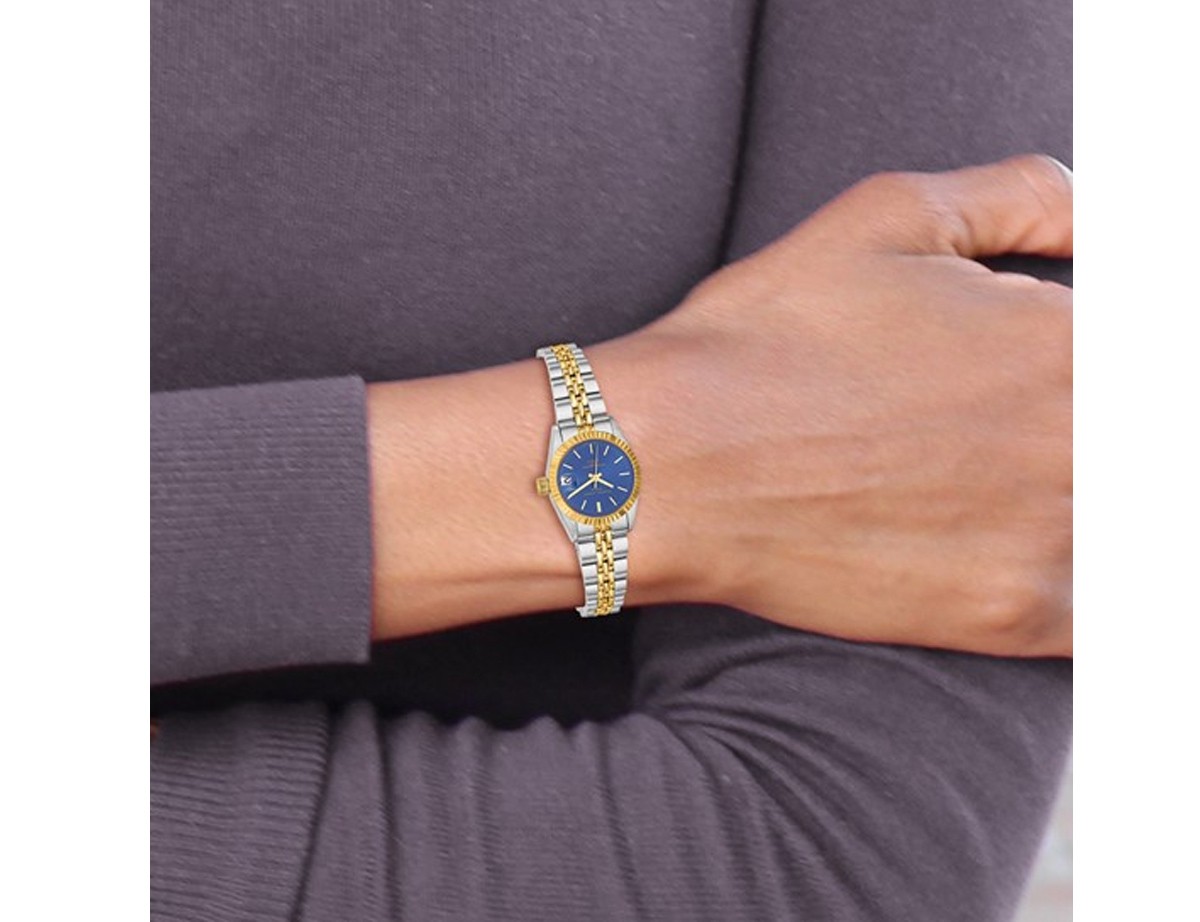 Ladies Charles-Hubert Two Tone Stainless Steel Blue Dial Watch (26mm)