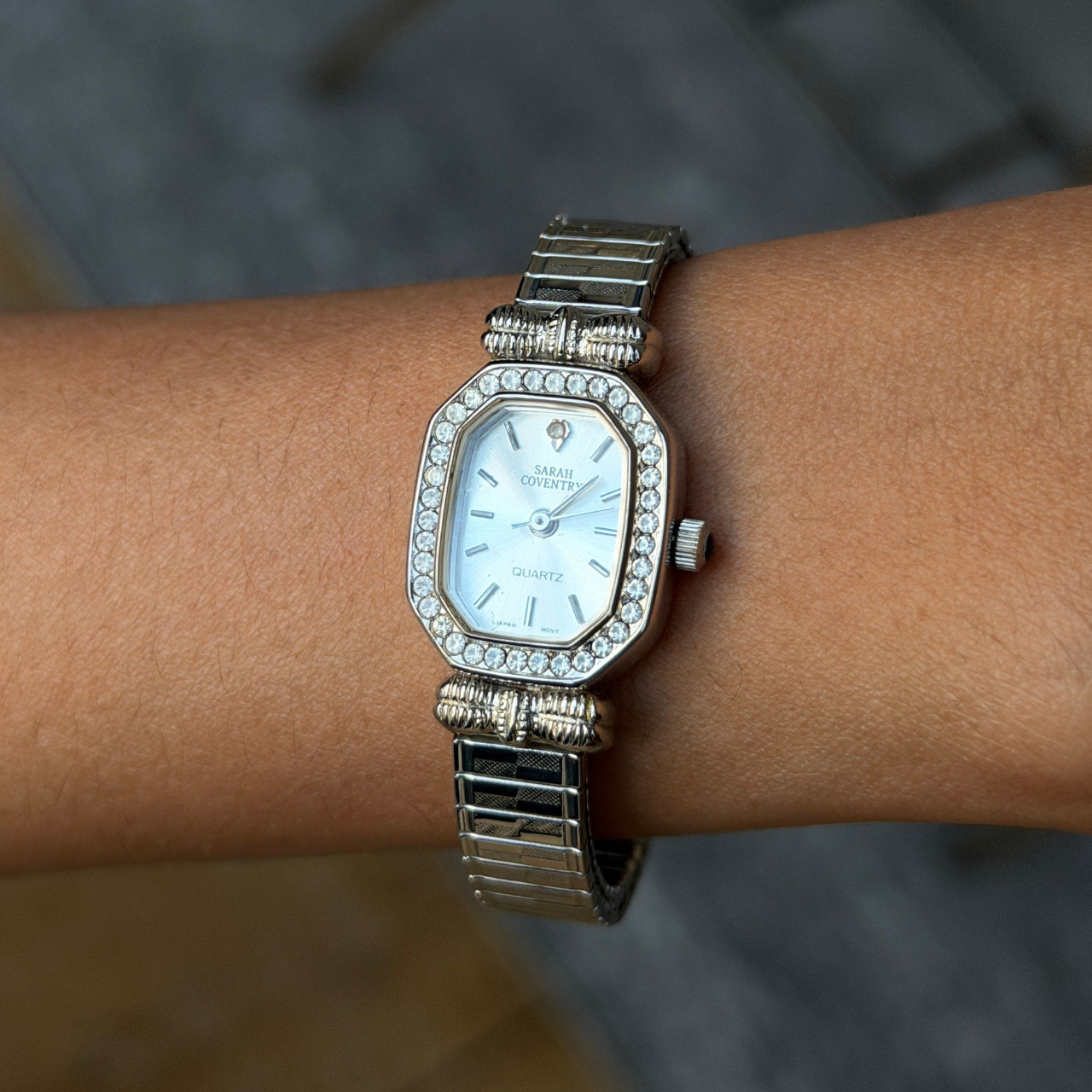 Vintage Sarah Coventry Silver Rhinestone Watch AS-IS Women’s Small