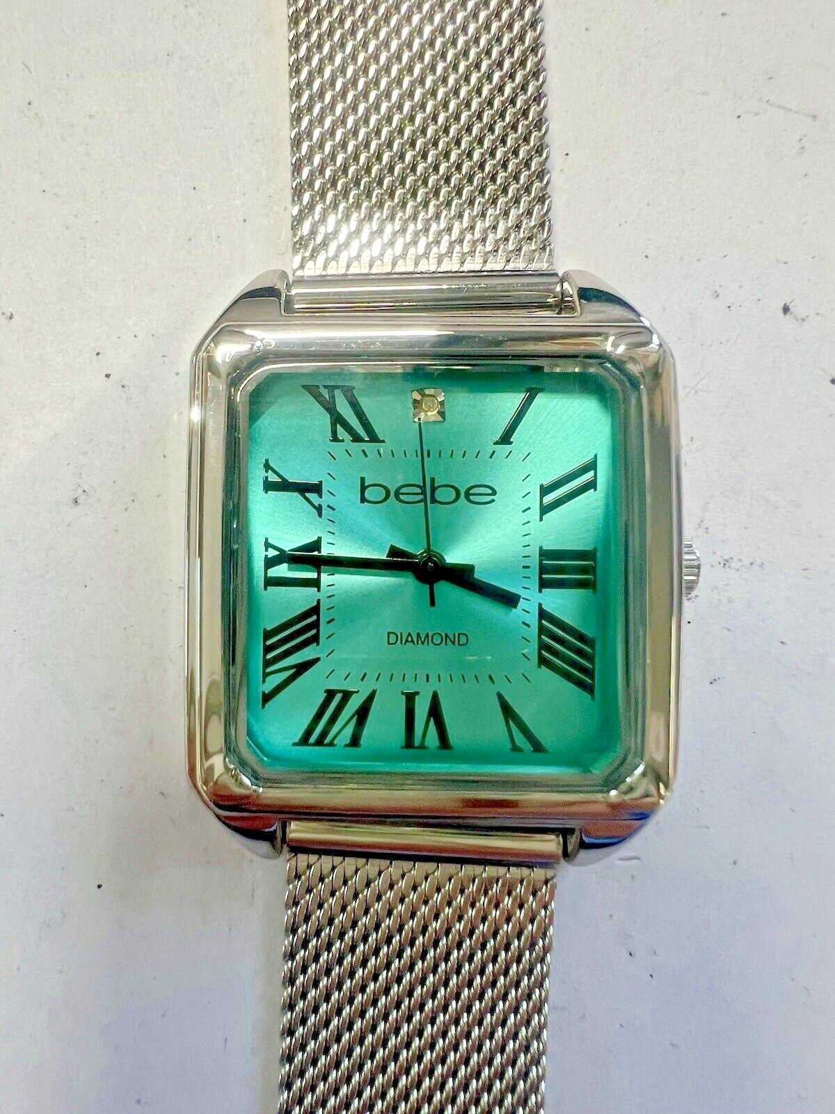 Modern bebe Women’s Irridescent Aqua Square Fashion Diamond Watch Working