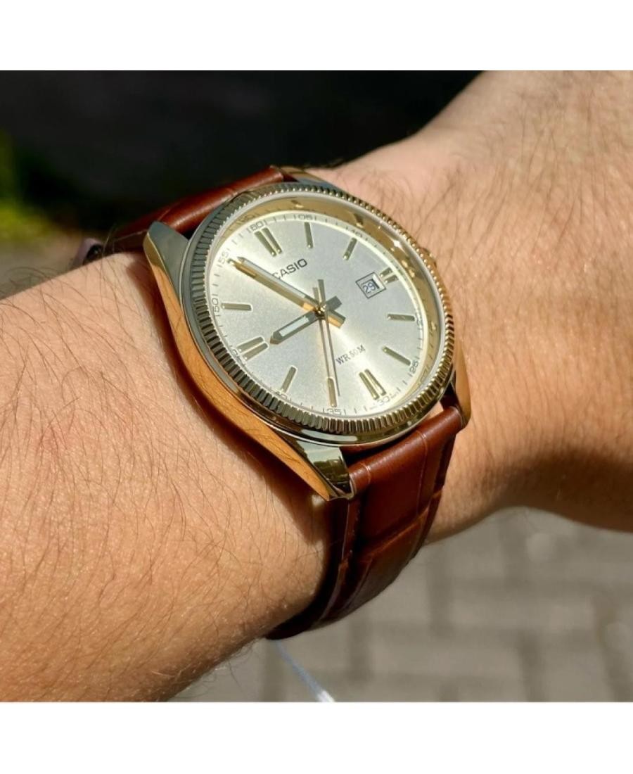 CASIO Men Analog Quartz Casual Watch Classic Dress Gold color Dial Waterproof Ro