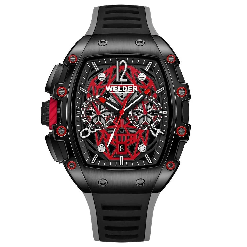 Welder W75 Exclusive WRM2018 Quartz, Black,Gray,Red Tone, Men’s Wristwatch