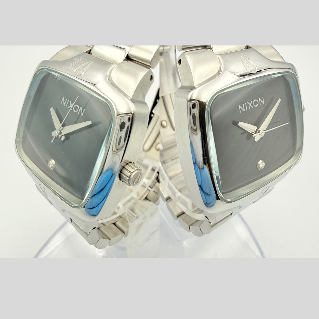 NIXON The Player Black Dial Silver Quartz Watch Wrist 16.5cm (6.5 in) – Rank B