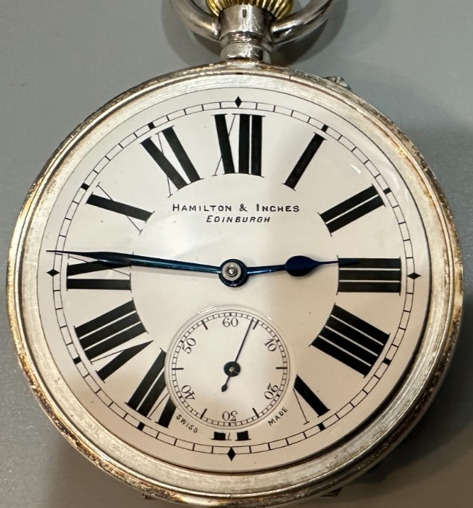 Massive Sterling Silver 8-day coach pocket watch 72mm