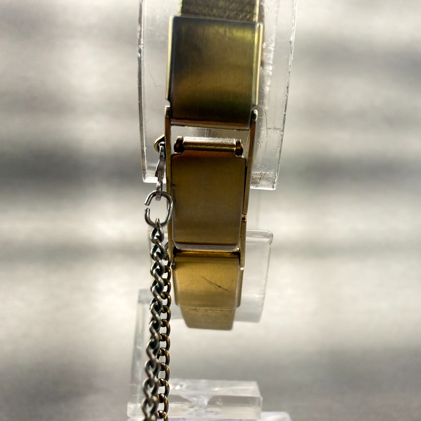 Seiko Watch Women 13mm Black Dial Gold Tone Rectangle 2E20-6139 New Battery VTG