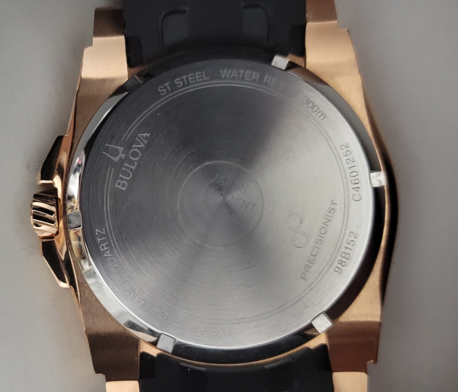 Bulova Precisionist 98B152 Icon Rose Gold Black Dial Polyurethane Men’s Watch